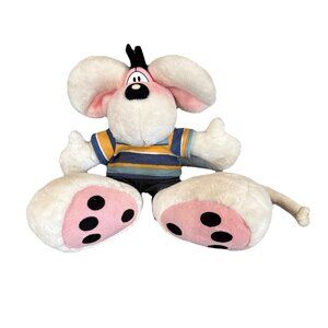 Vintage Diddl 1990s  Mouse Plush Stuffed Toy Thomas Goletz  Striped Shirt Shorts